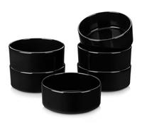 vancasso VENUS Ciotola per Cereali in Gres 680ml, Insalatiera in Gres, Ciotole per Zuppe, Ciotole per Minestre, Ciotole Colazione da Cucina, Set di 6, Adatti al Forno a Microonde& Lavastoviglie, Nero