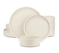 VANCASSO VENUS Serie 12/24/36 pezzi Set di stoviglie in gres bianco crema con cena/piatto da Dessert/ciotola per 4/8/12 persone