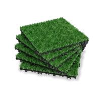 VANCHEMO Erba artificiale, 44 pezzi, tappeto erboso artificiale, 30 x 30 cm, per esterni, verde artificiale, tappeto erboso, decorazione in plastica, per il fai da te, per balcone, terrazza