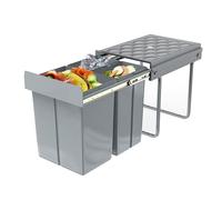 VANCHEMO Pattumiera da incasso 2 x 10 l + 1 x 20 l, sistema di raccolta differenziata estraibile per la cucina, 3 scomparti, contenitore multiuso, per la spazzatura dell'armadio, inodore, comodo