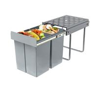 VANCHEMO Pattumiera da incasso, 2 x 20 l, sistema di raccolta differenziata estensibile, bidone della spazzatura da cucina, 2 scomparti, contenitore multiuso, per la cucina, 48 x 34 x 42 cm