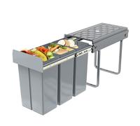 VANCHEMO Pattumiera da incasso 3 x 10 l, sistema di raccolta differenziata estensibile, da cucina, a 3 scomparti, multiuso, per cucina, 48 x 26 x 42 cm