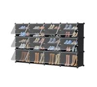 VANCHEMO Scarpiera fai da te, scarpiera con chiusura magnetica, in plastica, per armadio, corridoio, camera da letto, ingresso, colore nero trasparente (4 colonne x 6 strati)