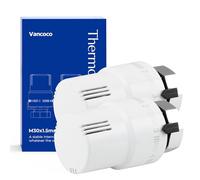 VANCOCO 2 Pezzi M30×1,5 mm Testa Termostatica per Termosifoni, Valvola Termostatica Radiatore, Bianco, con Sensore Liquido e Funzione Antigelo