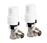 Vancoco 2 valvole termostatiche G1/2 con attacco filettato per radiatori, set completo di forma angolare, testa termostatica, valvola di riscaldamento, bianco, sensore liquido, posizione antigelo, con
