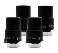 VANCOCO 4 Pezzi M30×1,5 mm Testa Termostatica per Termosifoni, Valvola Termostatica Radiatore, Nero, con Sensore Liquido e Funzione Antigelo