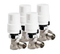 Vancoco 4 valvole termostatiche G1/2 con attacco filettato per radiatori, set completo di forma angolare, testa termostatica, valvola di riscaldamento, bianco, sensore liquido, posizione antigelo, con