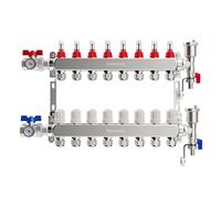 VANCOCO 8 Circuiti Collettore Riscaldamento a Pavimento, Eurokonus 16×2 mm, Valvole a Sfera Compatte 1", Portata 5 L/min, Kit Sfiato Veloce