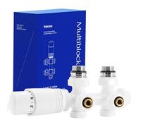 VANCOCO Bianco Valvola Radiatore Angolare H, Attacco Centrale 50mm Universale con Testa Termostatica