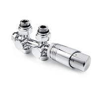 VANCOCO Cromo Valvola Radiatore Angolare H, Attacco Centrale 50mm Universale con Testa Termostatica