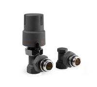 VANCOCO Kit Termostatico a Squadra Completo 1/2" con Valvola Detentore ad Angolo, Raccordo con Guarnizione per Termosifoni, Valvola Termostatica Radiatore Antracite con Blocco e Posizione Anti-Gelo