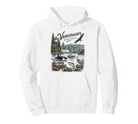 Vancouver BC Nature Scene Mt Rainier Orca Eagle Seal Felpa con Cappuccio