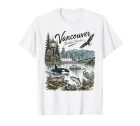 Vancouver BC Nature Scene Mt Rainier Orca Eagle Seal Maglietta