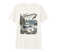 Vancouver BC Nature Scene Mt Rainier Orca Eagle Seal Maglietta Premium