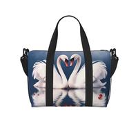 Vancouver Golf Course, borsa da viaggio portatile, leggera e resistente all'acqua, tracolla regolabile di grande capacità, borsa da viaggio per compagnie aeree, San Valentino, coppia, di, cigni cuore,