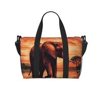 Vancouver Golf Course, borsa da viaggio portatile, leggera e resistente all'acqua, tracolla regolabile di grande capacità, borsa da viaggio per compagnie aeree, Elefante Tramonto, Taglia unica