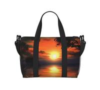 Vancouver Golf Course, borsa da viaggio portatile, leggera e resistente all'acqua, tracolla regolabile di grande capacità, borsa da viaggio per compagnie aeree, Pittura Tramonto, Taglia unica