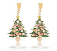 Vancy Utopia Orecchini a perno natalizi con ciondolo a forma di Babbo Natale, alce, strass, fiocco e campana, da donna, idea regalo, Zinco, Nessuna pietra preziosa