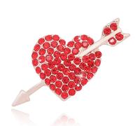 Vancy Utopia Spilla smaltata a forma di cuore a forma di cuore con freccia di Cupido, elegante spilla rossa per regalo da donna, Metallo, Nessuna pietra preziosa