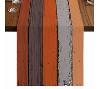 Vandarllin, runner da tavolo in cotone e lino per comò, extra lungo da 274,3 cm - Motivo rustico retrò con texture di legno di fienile, ombre bruciate arancione e grigio, antiscivolo, rettangolare