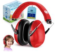 Vanderfields Paraorecchie antirumore per bambini - Rossi | Vanderfields - Attenuazione del rumore di 33 dB (2 kHz), morbidi cuscinetti auricolari e archetto regolabile