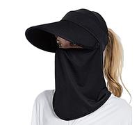 VanderHOME Cappello da Sole Donna Estivo con Coperchio Viso Staccabile Cappello Visiera Donna con Protezione per Il Collo UPF 50+ Cappello da Donna 2 in 1 a Tesa Larga Anti UV Traspirante Pieghevole