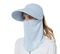 VanderHOME Cappello da Sole Donna Estivo con Coperchio Viso Staccabile Cappello Visiera Donna con Protezione per Il Collo UPF 50+ Cappello da Donna 2 in 1 a Tesa Larga Anti UV Traspirante Pieghevole