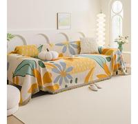 VanderHOME Coperta per divano a 3 posti, in tessuto, con nappe, traspirante, versatile, per divani, letti e poltrone, 180 x 230 cm, colorata estate
