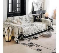 VanderHOME Coperta per divano in Ciniglia, Copridivano, Trapunta Multiuso, Coperta Foulard, Copriletto, Telo Copridivano, Coperta Decorativa per Divano 180 * 260cm- Nero