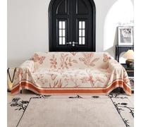 VanderHOME Coperte morbide, coperta per divano in ciniglia con nappa, coperta multifunzionale, letti in jacquard per divano e poltrona, 180 x 420 cm, arancione