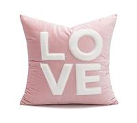 VanderHOME Copricuscino per Divano, Copricuscino in Velluto Olandese, Copricuscino Romantico per la Decorazione del Giardino Della Camera da Letto Del Divano 45 * 45CM-Pink LOVE