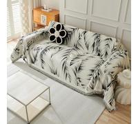 VanderHOME Copridivano 1 2 3 4 posti, Telo Copridivano, Copridivano con Motivo Botanico, Foulard Copridivano, Coperta Reversibile in Ciniglia Per Divano 180 * 300cm-Nero