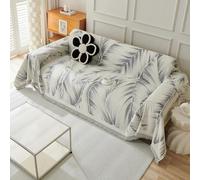 VanderHOME Copridivano 1-4 Posti Con Motivo Botanico, Telo Reversibile in Ciniglia Per Divano 180 * 280cm - Grigio