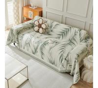 VanderHOME Copridivano 1-4 Posti, Telo e Foulard per Divano, Botanico, Reversibile in Ciniglia Verde 180x300cm