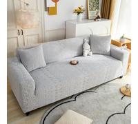 VanderHOME Copridivano 2 Posti Elasticizzato con Braccioli, Antigraffio per Gatto, Universale Antiscivolo, Raffinato motivo stampato, Protezione Divano Facile da Pulire (2 posti, Grigio chiaro)