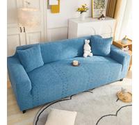 VanderHOME Copridivano 2 Posti Elasticizzato con Braccioli, Antigraffio per Gatto, Universale Antiscivolo, Raffinato motivo stampato, Protezione Divano Facile da Pulire (2 posti, Blu lago)