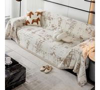 VanderHOME Copridivano 3 Posti, Coperta per divano in Ciniglia, Coperta Multifunzionale per Divano, Copriletto, Telo Copridivano, Coperta Decorativa per Divano 180 * 380cm-Cachi