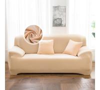 VanderHOME Copridivano 4 Posti, Copridivano Antigraffio Gatto, Copridivani Elasticizzati, Telo Copridivano, Fodera Divano Antimacchia Lavabile Antiscivolo (4 Seduta, Beige)