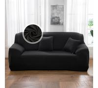 VanderHOME Copridivano 4 Posti, Copridivano Antigraffio Gatto, Copridivani Elasticizzati, Telo Copridivano, Fodera Divano Antimacchia Lavabile Antiscivolo (4 Seduta, Nero)