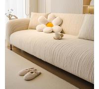 VanderHOME Copridivano 5 Posti con Braccioli, Copridivano Antigraffio Gatto, Copri Divano Elasticizzato Elastico, Universale Sofa Cover Antimacchia Lavabile Antiscivolo (5 Seduta, Beige)