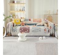 VanderHOME Copridivano Artistico Reversibile, Plaid di cotone per divano, Trapunta Multiuso, Coperta Foulard, Copriletto, Telo Copridivano 180 * 230cm-Gattini