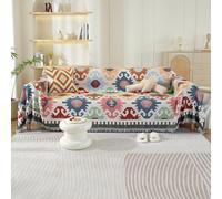 VanderHOME Copridivano Artistico Reversibile, Plaid di cotone per divano, Trapunta Multiuso, Coperta Foulard, Copriletto, Telo Copridivano 180 * 340cm-Geometria leggera