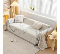 VanderHOME Copridivano Asciugamano da divano Decorativo Universale Tutte le stagioni Tessuta Nappe Cuscino divano Astratto Geometria Linea Multifunzione Morbido Coperte Divano 180*280cm Grigio chiaro