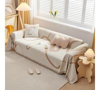 VanderHOME Copridivano Asciugamano da divano Decorativo Universale Tutte le stagioni Tessuta Nappe Cuscino divano Astratto Geometria Linea Multifunzione Morbido Coperte per Divano 180 * 260cm Khaki