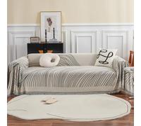 VanderHOME Copridivano Asciugamano da divano Decorativo Universale Tutte le stagioni Tessuta Nappe Cuscino divano Astratto Geometria Linea Multifunzione Morbido Coperte Divano 180 * 150cm Grigio