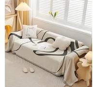 VanderHOME Copridivano Asciugamano da divano Decorativo Universale Tutte le stagioni Tessuta Nappe Cuscino divano Astratto Geometria Linea Multifunzione Morbido Coperte Divano 180*260cm Grigio scuro