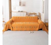 VanderHOME Copridivano Bohemian, Copridivano Universale Quattro Stagioni, Copritutto per Divano Arredamento per La Casa, Coperta per divano in Ciniglia con Frangia Delicata 180 * 260cm-Arancione