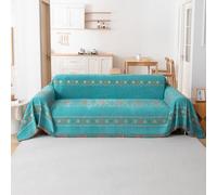 VanderHOME Copridivano Bohemian, Copridivano Universale Quattro Stagioni, Copritutto per Divano Arredamento per La Casa, Coperta per divano in Ciniglia con Frangia Delicata 180 * 400cm-Verde