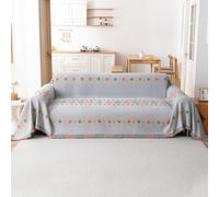 VanderHOME Copridivano Bohemian, Copridivano Universale Quattro Stagioni, Copritutto per Divano Arredamento per La Casa, Coperta per divano in Ciniglia con Frangia Delicata 180 * 260cm-Grigio