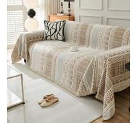 VanderHOME Copridivano Bohémien Telo Reversibile Ciniglia, Foulard Geometrico per Divano 180x300cm Cachi
